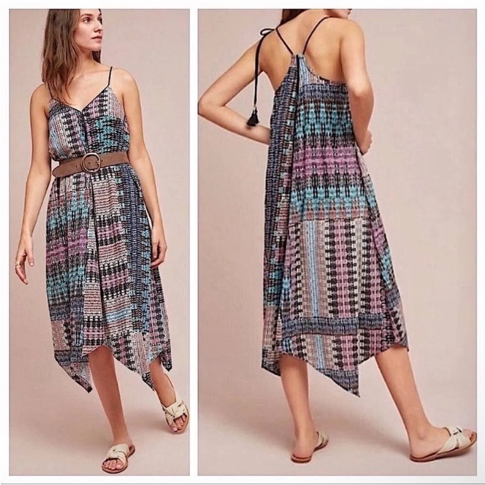 ANTHROPOLOGIE | Akemi + Kin NEW Riviera Midi Dress Tassle Tie Women’s Size XSP